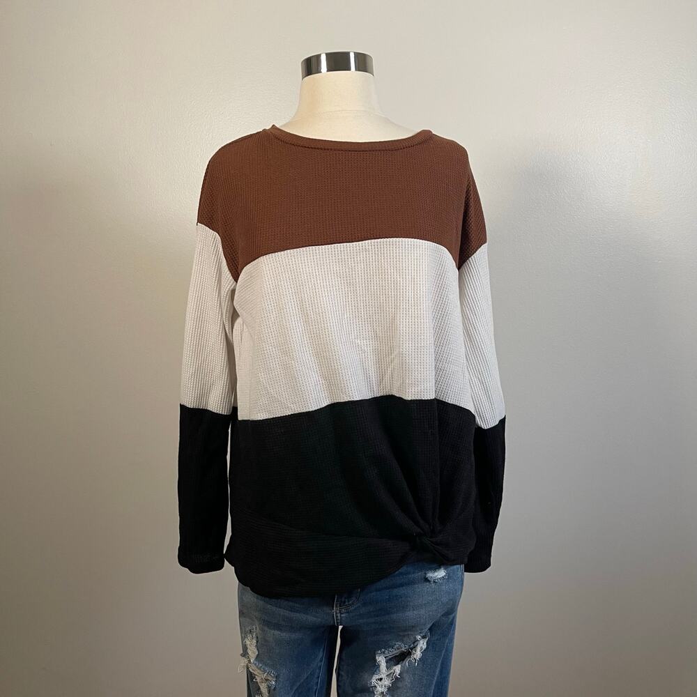 SHEIN • Striped Waffle Knit Long Sleeve